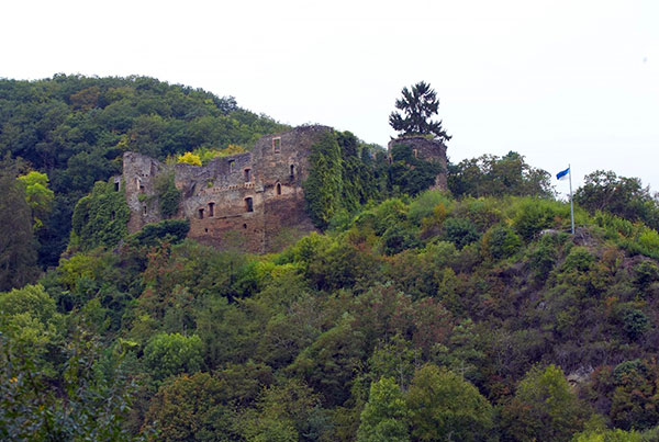 Ruins of the 12th century Dalburg Castle, destroyed by the French in the 19th century