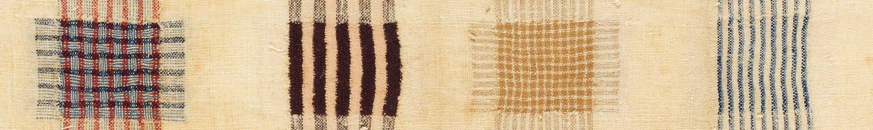 patches of cloth on a sampler